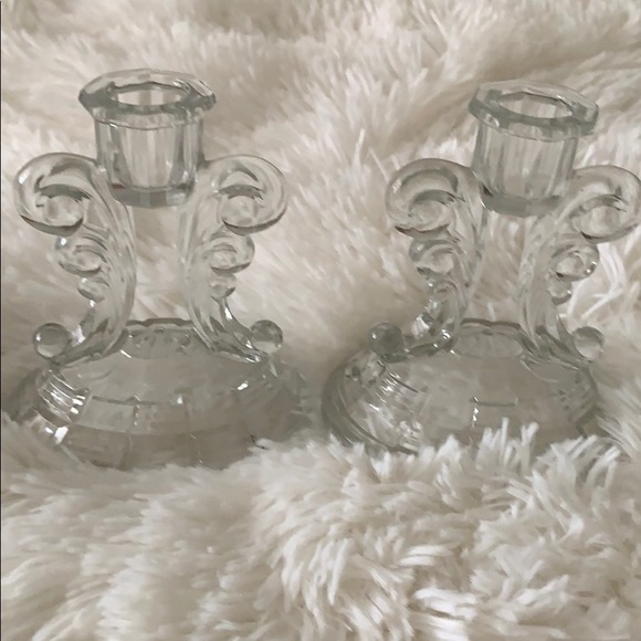 Set of 2 Vintage Indiana Glass Candle Holders